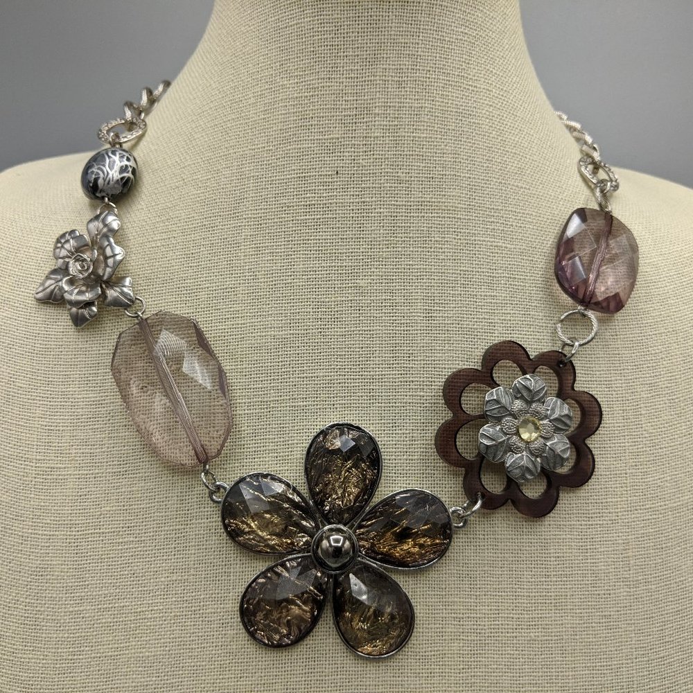 NY&C Statement Necklace w/ Faux Crystals & Flowers